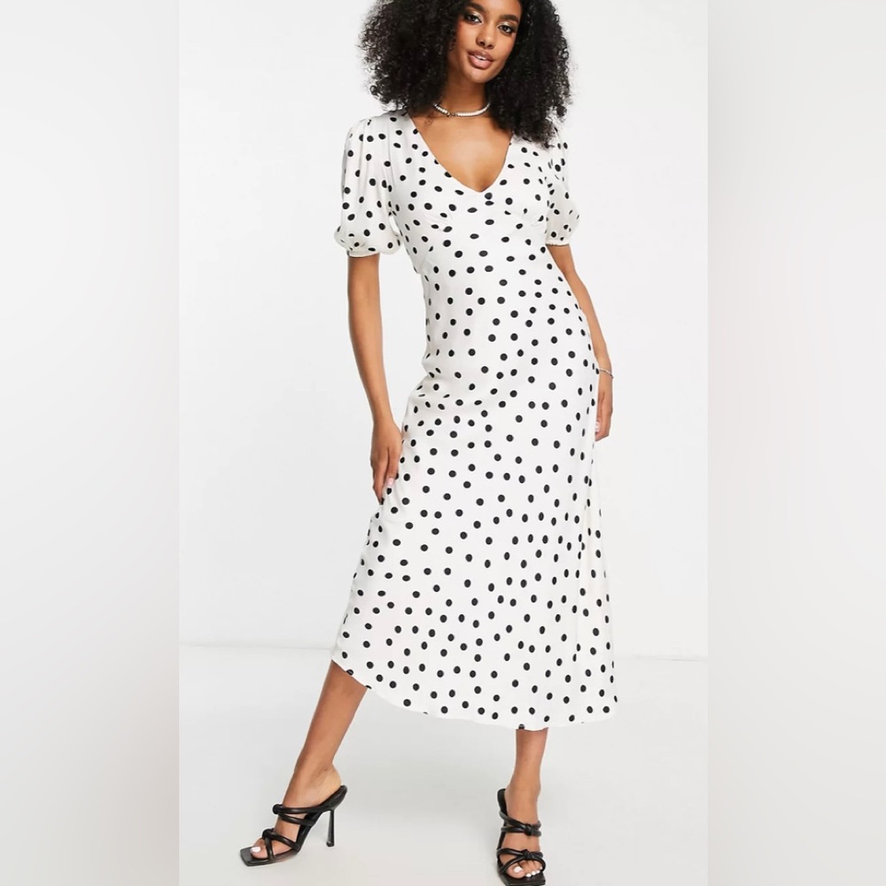 Black Polka Dot Midi Dress